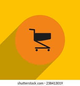 Shoping basket on an orange background with shadow, vector, EPS 10