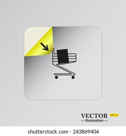 Shoping basket , sticker  self-adhesive paper. Vector illustration EPS 8
