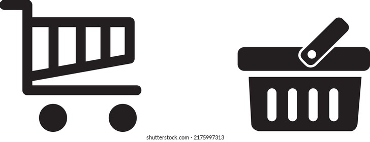 Icono del balde de compras conjunto ilustración en fondo blanco..eps
