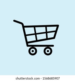 Shoping Cart Flat Vector Icon Black And White