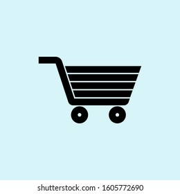 Shoping Cart Flat Vector Icon Black