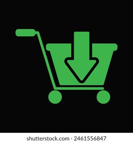 shoping cart icon eps green color with background