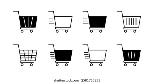 Shoping Cart Icon Set. Shoping Cart Symbol. Trolley Icon Vector.