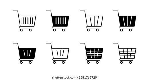 Shoping Cart Icon Set. Shoping Cart Symbol. Trolley Icon Vector.