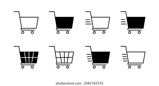 Shoping Cart Icon Set. Shoping Cart Symbol. Trolley Icon Vector.