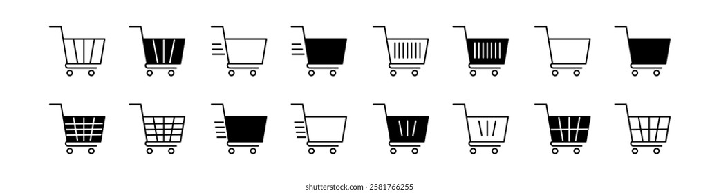 Shoping Cart Icon Set. Shoping Cart Symbol. Trolley Icon Vector.