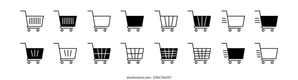 Shoping Cart Icon Set. Shoping Cart Symbol. Trolley Icon Vector.