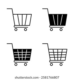 Shoping Cart Icon Set. Shoping Cart Symbol. Trolley Icon Vector.