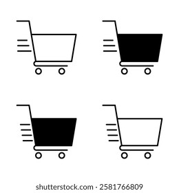 Shoping Cart Icon Set. Shoping Cart Symbol. Trolley Icon Vector.