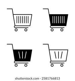 Shoping Cart Icon Set. Shoping Cart Symbol. Trolley Icon Vector.