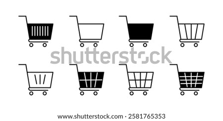 Shoping Cart Icon Set. Shoping Cart Symbol. Trolley Icon Vector.