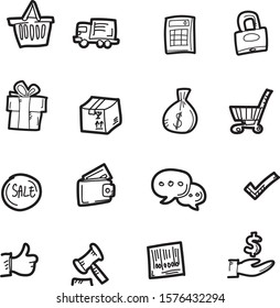 The shoping doodle icon set.