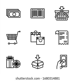 paquete de iconos de compras sobre fondo blanco