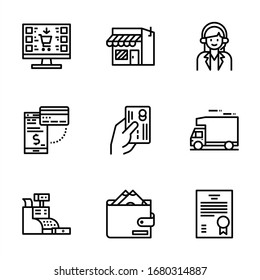 Shopsymbolpaket auf weißem Hintergrund