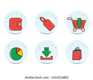 shoping item icon set, modern flat design