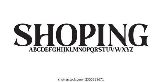 Shoping, Luxury wedding alphabet letters font with tails. Typography elegant classic serif fonts and number decorative vintage retro concept for logo branding. vector illustration