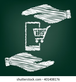 Shoping on smart phone sign