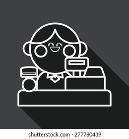 shopkeeper flat icon with long shadow, line icon