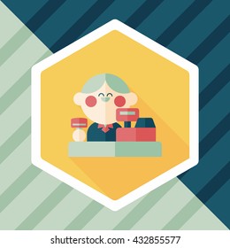 shopkeeper flat icon with long shadow,eps10