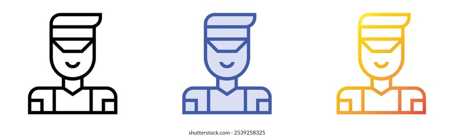 shopkeeper icon. Linear, Blue Fill and Gradient Style Design Isolated On White Background