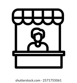 shopkeeper line icon illustration vector graphic. Simple element illustration vector graphic, suitable for app, websites, and presentations isolated on white background