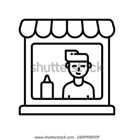 Shopkeeper vector outline icon. EPS 10 file