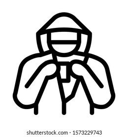 Shoplifter with Goods Icon Vector. Outline Shoplifter with Goods Sign. Isolated Contour Symbol Illustration