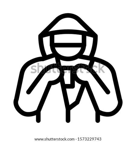 Shoplifter with Goods Icon Vector. Outline Shoplifter with Goods Sign. Isolated Contour Symbol Illustration
