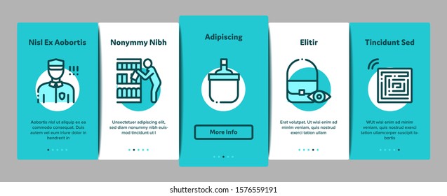 Shoplifting Onboarding Mobile App Page Screen. Video Camera And Guard Security From Shoplifting, Human Shoplifter Silhouette Concept Illustrations