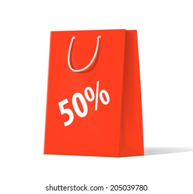 shoplifting red handbag on a white background
