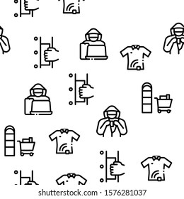 Shoplifting Seamless Pattern Vector Thin Line. Illustrations