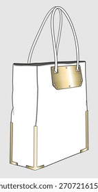Shopper saco maquete modelo vetor design ilustração técnica.