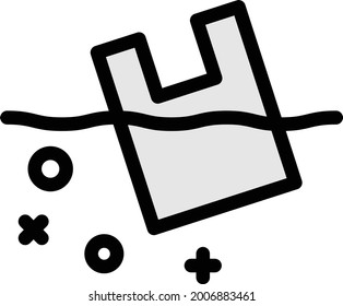 shopper bag in water vector line color icon
