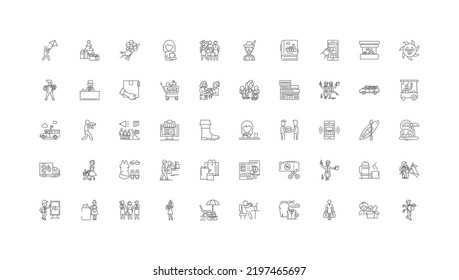 Shopper concept illustration, linear icons, line signs set, vector collection