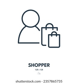 Shopper Icon. Buyer, Customer, Consumer. Editable Stroke. Simple Vector Icon