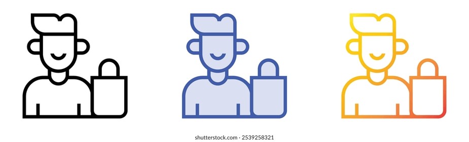 shopper icon. Linear, Blue Fill and Gradient Style Design Isolated On White Background