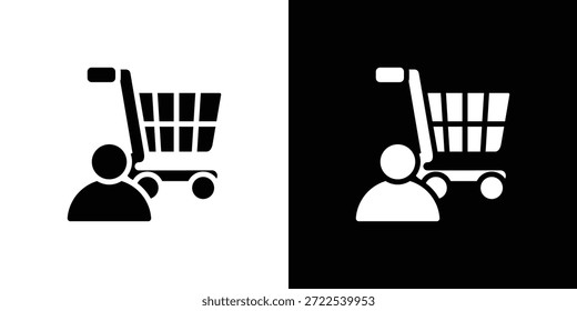 Ícone Do Comprador Definido Em Preto-E-Branco