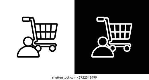 Ícone Do Comprador Definido Em Preto-E-Branco