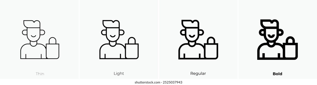shopper icon. Thin, Light Regular And Bold style design isolated on white background