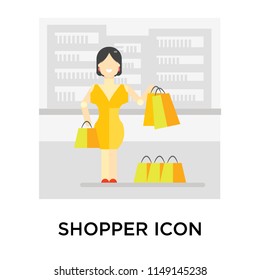 Shopper icon vector isolated on white background for your web and mobile app design, Shopper logo concept