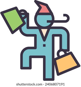 shopper outline style icon for ui, ux, web, app, brochure, flyer and presentation design, etc.