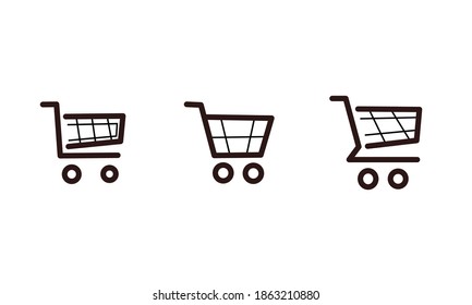 shopper shopping cart vector icon set, e-commerce buyer basket icon vector