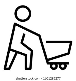 Shopper with trolley icon. Vector graphics.