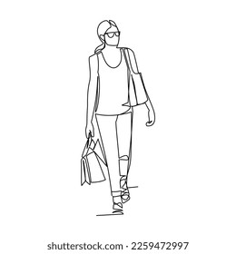 Ilustración vectorial de tienda dibujada en estilo de arte de línea