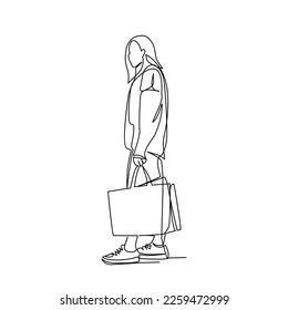 Shopper vector illustration drawn in line art style