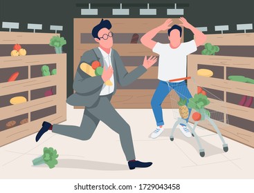 Compras en ilustración vectorial de color plano de pánico