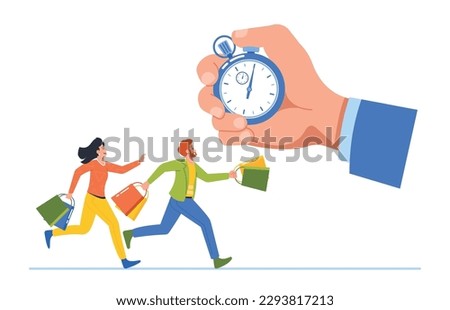 Shoppers Rush Through The Supermarket, Character Eagerly Grabbing Discounted Products During The Limited Time Sale