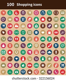 shopping 100 icons universal set for web and mobile
