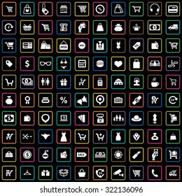 shopping 100 icons universal set for web and mobile
