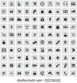 shopping 100 icons universal set for web and mobile
